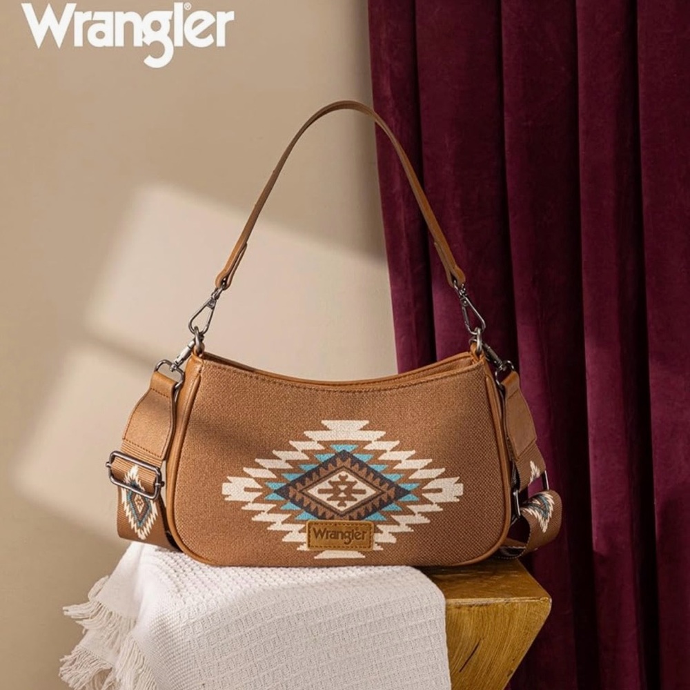 🤎Wrangler Brown and Cream Patterned Crossbody Bag